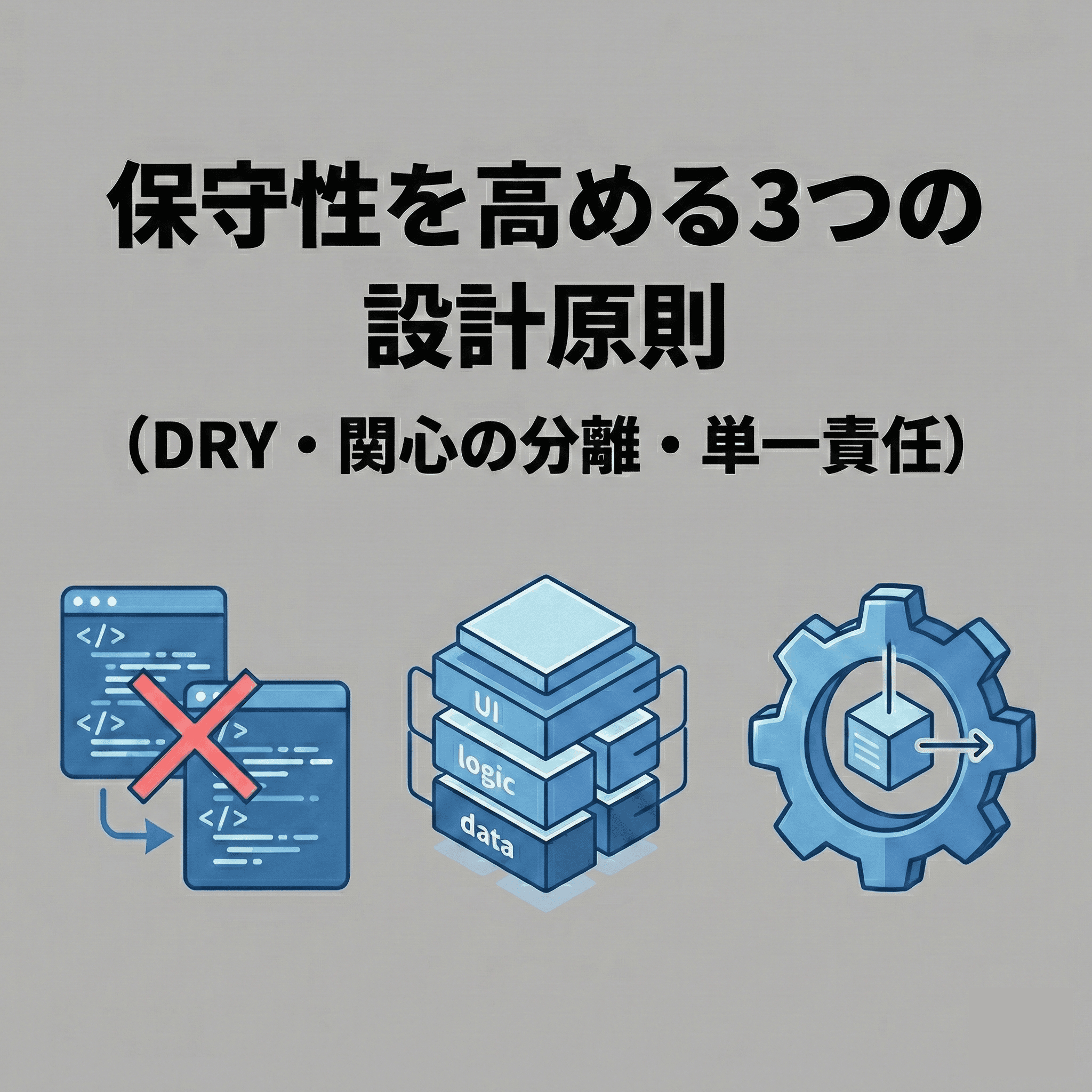 保守性を高める3つの設計原則（DRY・関心の分離・単一責任）とコード整理の手順